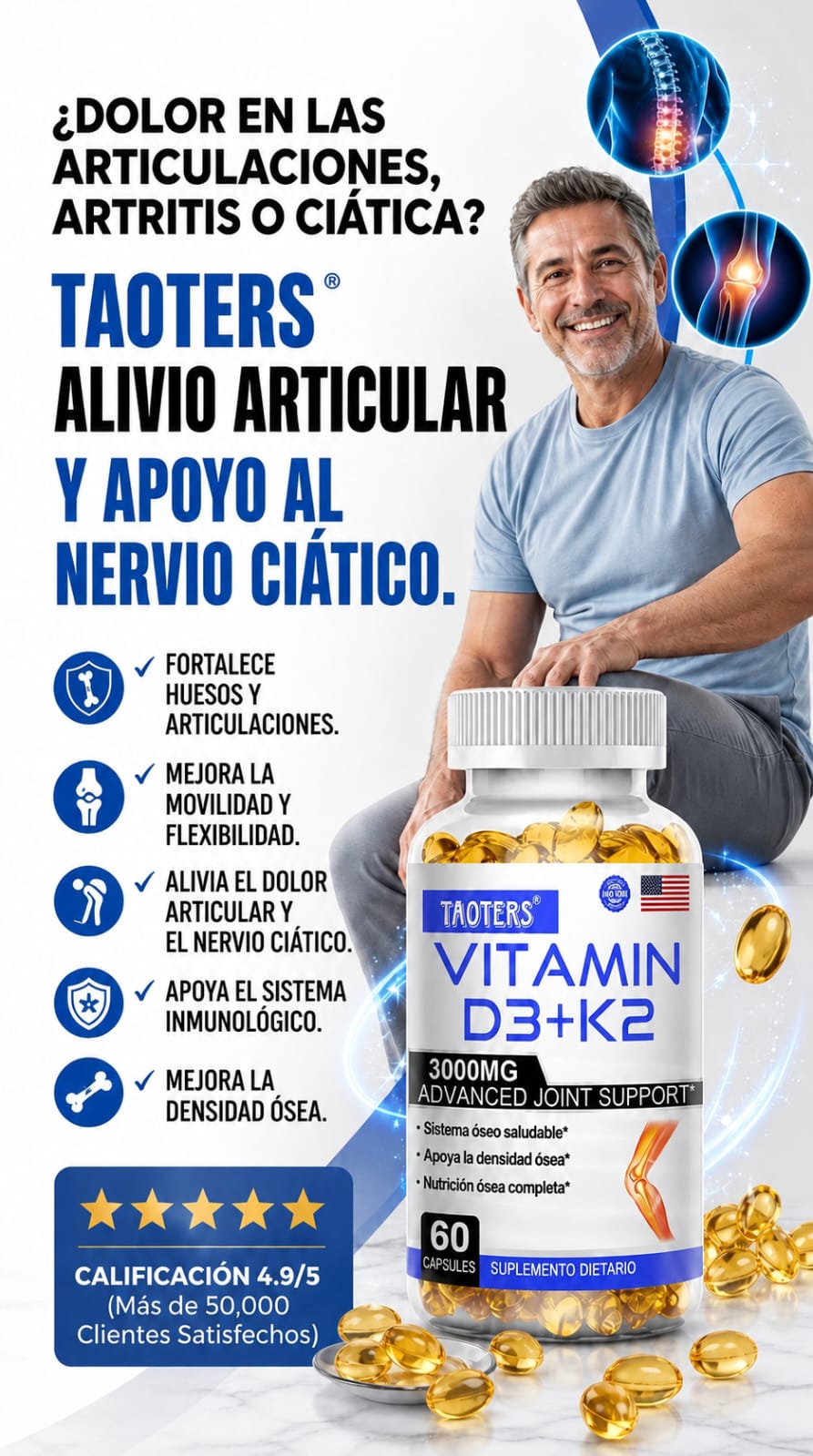 Combate dolores articulares y del nervio ciático